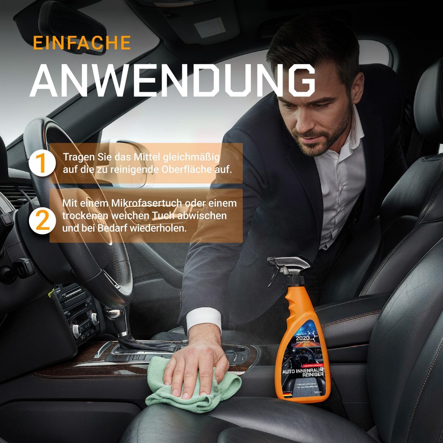 Car Interior Cleaner 500 ml - Universal Cleaner for Cockpit, Leather, Plastic, Upholstery